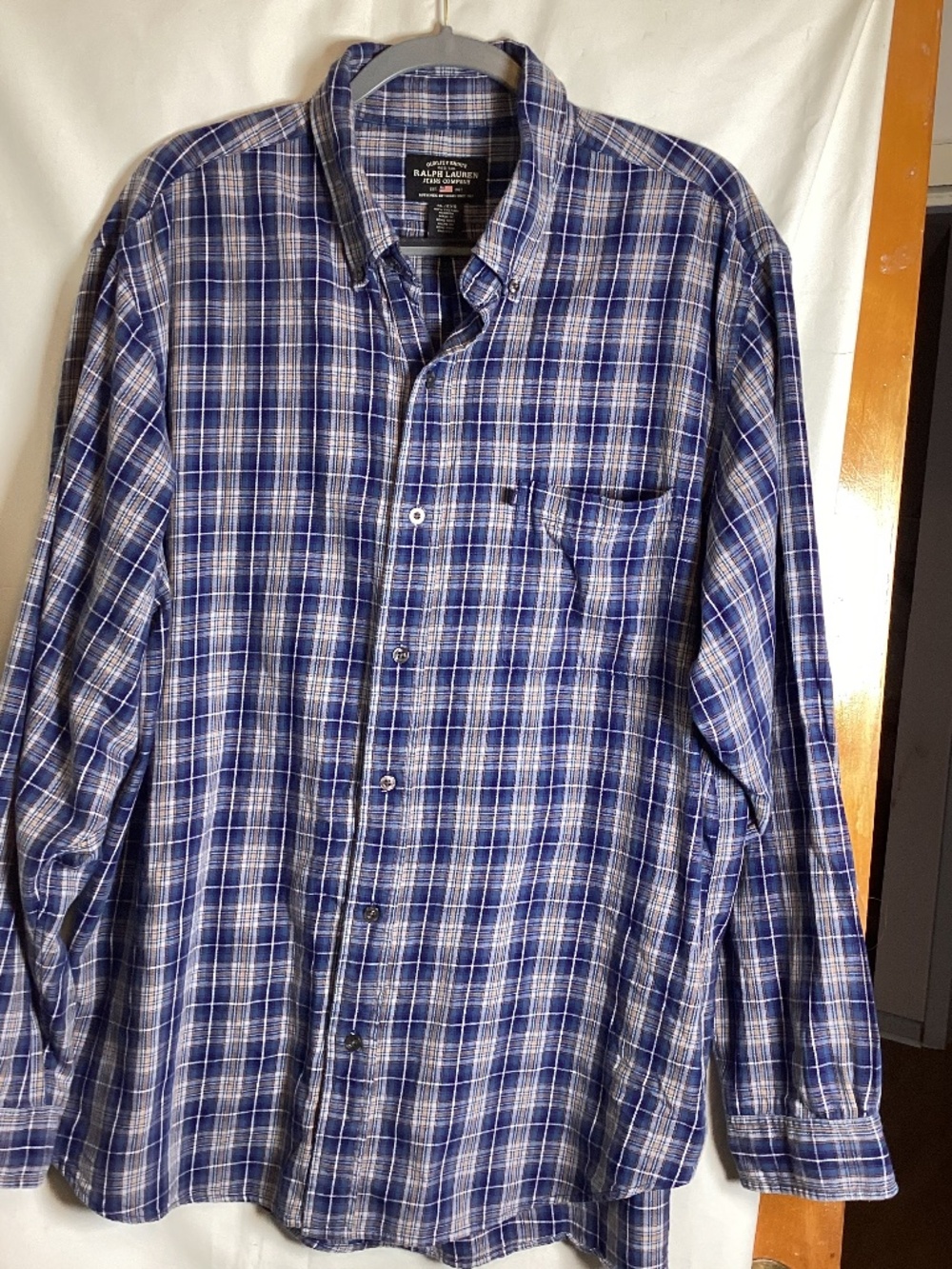 Ralph Lauren Jeans company button down checkered dress shirt SZ XL/ EXG